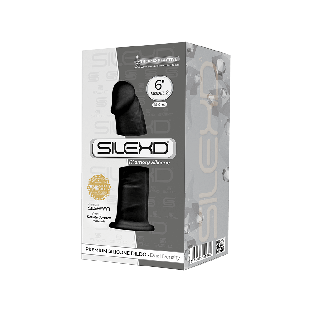 SilexD MODEL 2 - 6" BLACK 220796 FALLO REALISTICO PENE ARTIFICIALE IN SILICONE MEMORY TERMOREATTIVO CM 15
