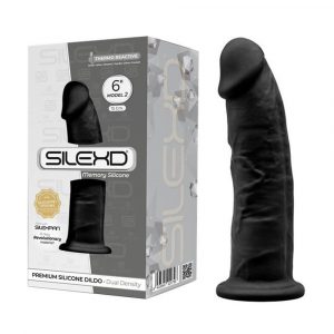 SilexD MODEL 2 - 6" BLACK 220796 FALLO REALISTICO PENE ARTIFICIALE IN SILICONE MEMORY TERMOREATTIVO CM 15