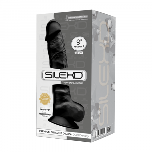 SILEXD MODEL 1 – 9" BLACK 220198 FALLO REALISTICO NON VIBRANTE IN SILICONE TERMO REATTIVO 23 CM