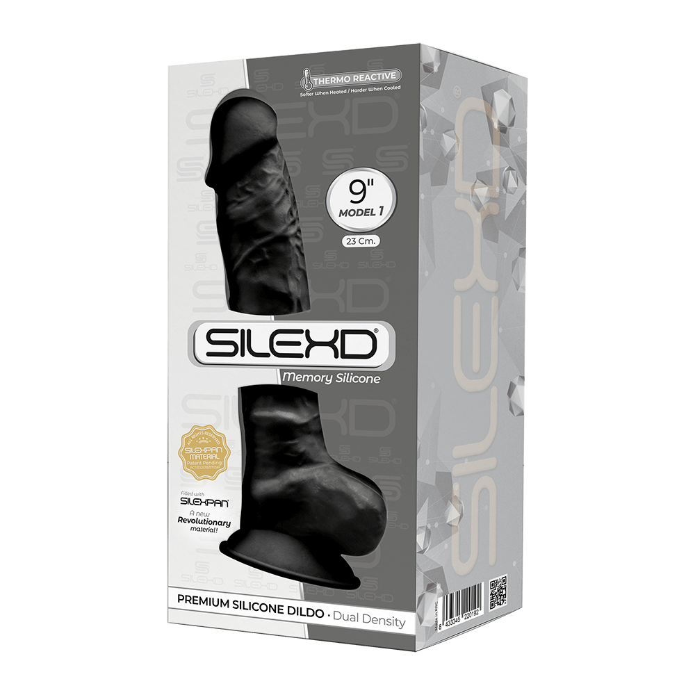 SILEXD MODEL 1 – 9" BLACK 220198 FALLO REALISTICO NON VIBRANTE IN SILICONE TERMO REATTIVO 23 CM