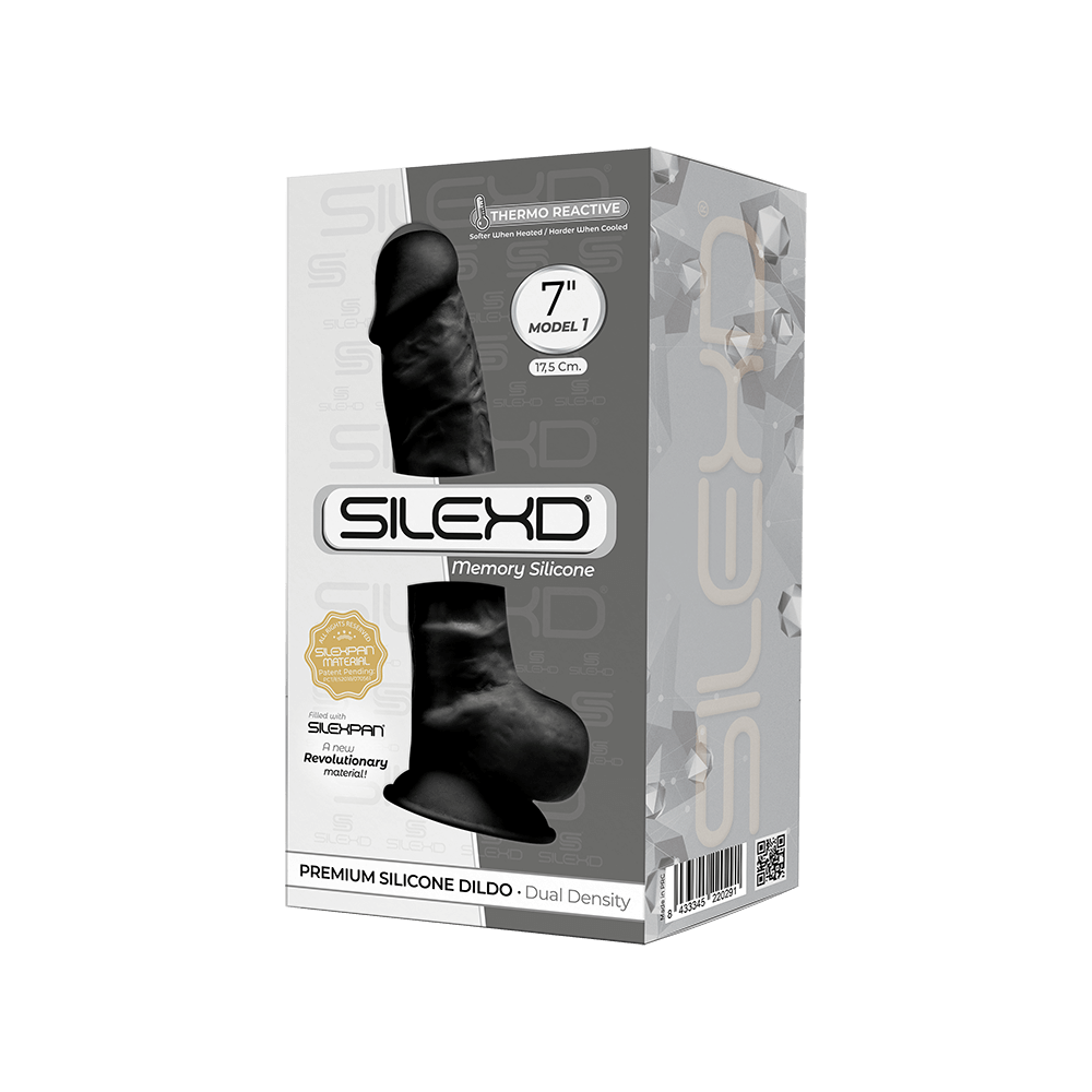 SILEXD MODEL 1 – 7" BLACK 220291 FALLO REALISTICO NON VIBRANTE IN SILICONE TERMO REATTIVO 18 CM