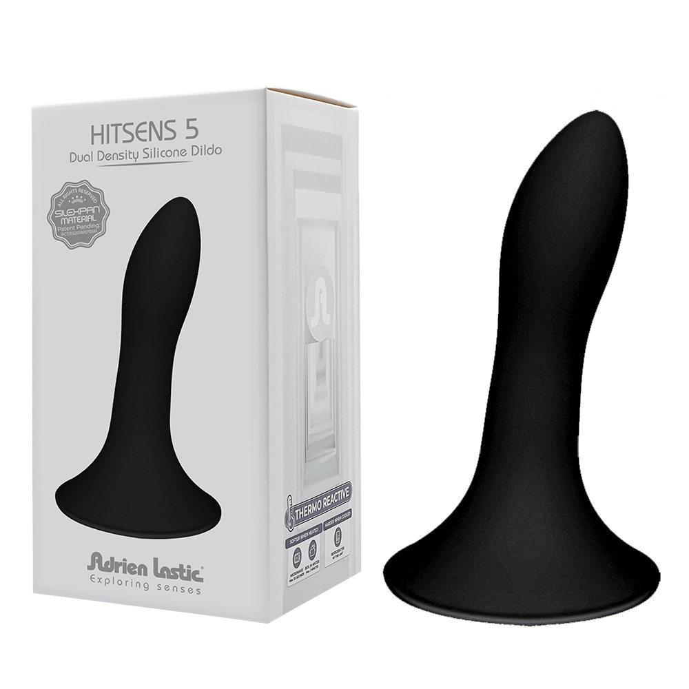 HITSENS 5 BLACK 24059 PLUG ANALE DILDO IN SILICONE NERO TERMO REATTIVO A DOPPIA DENSITÀ