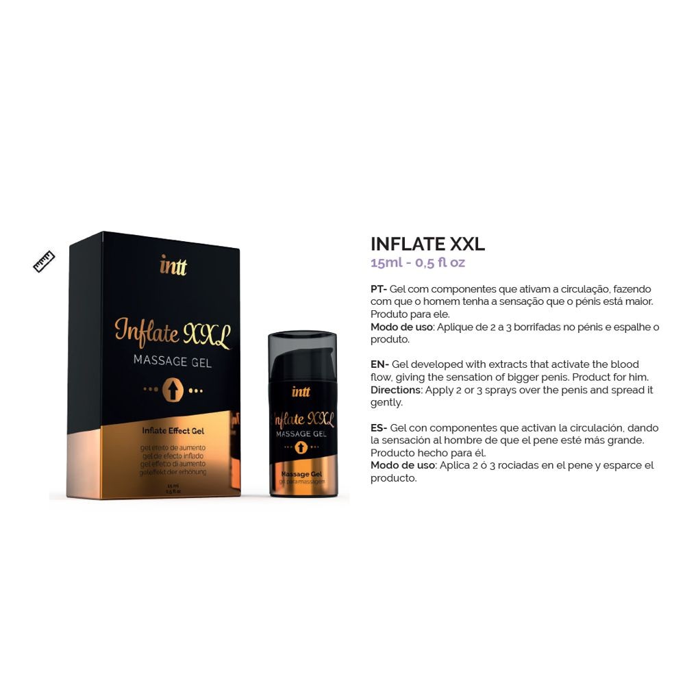 INTT INFLATE XXL ERECTION ENHANCER GEL STIMOLANTE ERETTIVO UOMO EREZIONE PENE 15 ML