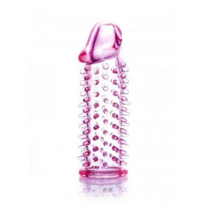 PROLUNGA FALLICA ELASTICA SUPER STRETCH PENIS SLEEVE IN TPE ROSA CON STIMOLATORI
