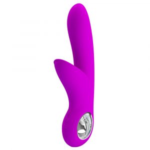 PRETTY LOVE CAROL VIBRATORE VAGINALE IN SILICONE VIOLA CON STIMOLATORE CLITORIDE E ANELLO CROMATO - RICARICABILE USB