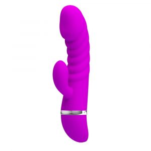 PRETTY LOVE TRACY VIBRATORE VAGINALE IN SILICONE SUPER SOFT MORBIDO VIOLA CON STIMOLATORE CLITORIDE RICARICABILE USB