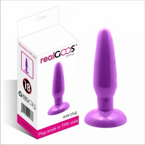 realGOOS STIMOLATORE ANALE PLUG IN MORBIDO TPR VIOLA MM 135 X 35 IMPERMEABILE
