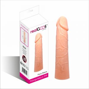 PROLUNGA FALLICA realGOOS IN MORBIDO TPR SUPER ELASTICO COLOR CARNE MM 184 X 40
