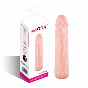 PROLUNGA FALLICA realGOOS IN MORBIDO TPR SUPER ELASTICO COLOR CARNE MM 180 X 40