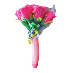 BOUQUET SPOSA CON MANICO PISELLO E FIORI ROSSI ADDIO AL NUBILATO MATRIMONIO