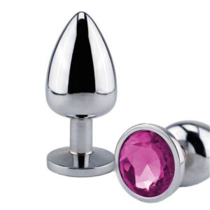 EESH® ANAL PLUG ANALE IN METALLO CROMATO CON GIOIELLO ROSA TG S