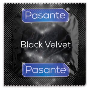 PASANTE BLACK VELVET CONDOMS 144 PZ PRESERVATIVO IN LATTICE NERO