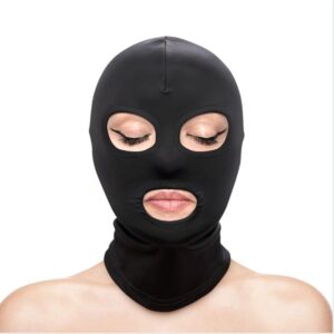 CAPPUCCIO NERO INTEGRALE ADERENTE CON FORI OCCHI E BOCCA