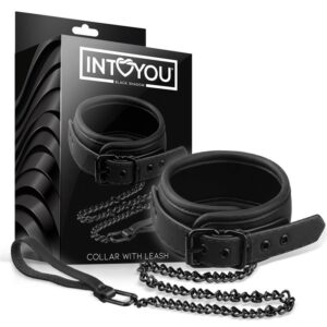 INTOYOU COLLARE CON GUINZAGLIO IN MORBIDO NEOPRENE NERO SENZA NICHEL