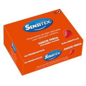 SENSITEX® PRESERVATIVI ROSSI GUSTO FRAGOLA 100% VEGAN 144 PZ
